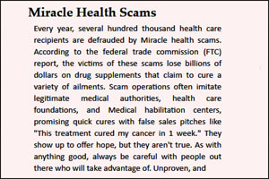 Miracle health scam