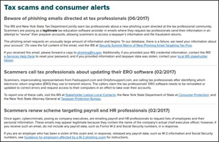 Tax scams and consumer alerts