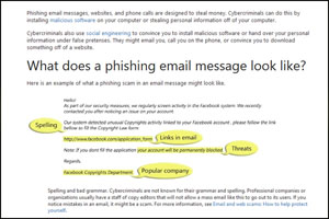 Phishing scam messages looks like