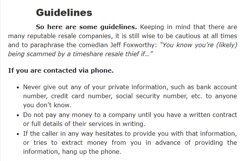 timeshare guidelines