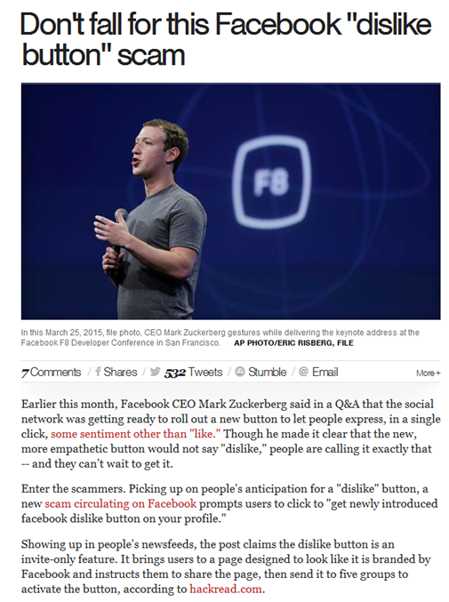 Dislike Button Scam Dislike Button Scam