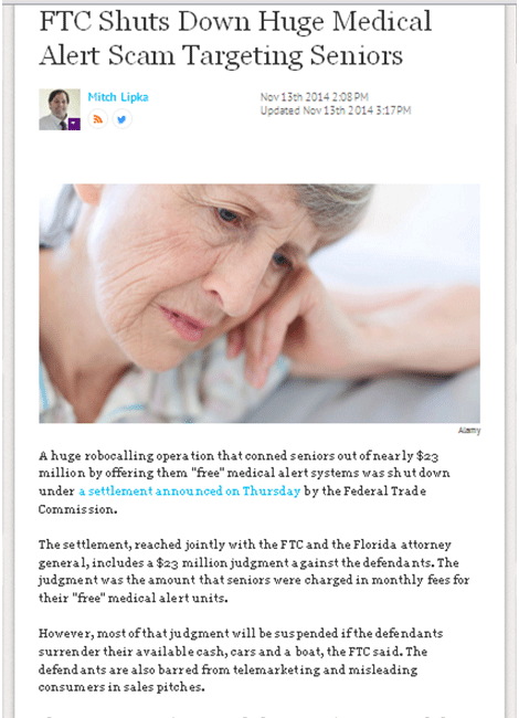 FTC terminates the operation of medical alert scams FTC terminates the operation of medical alert scams