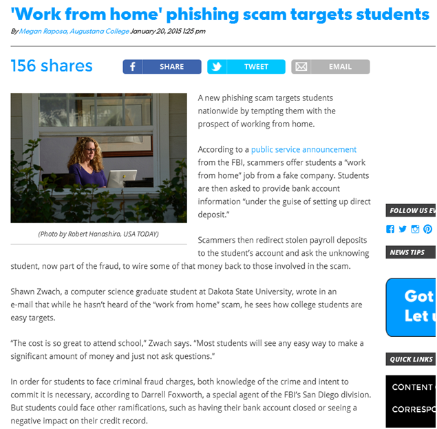 Students target for Work from Home Scam