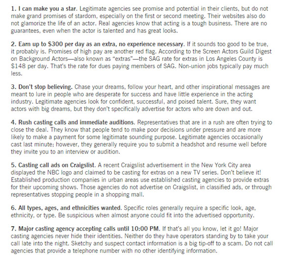 Example of Casting call
