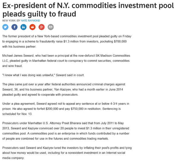 Commodity investment pool pleads guilty