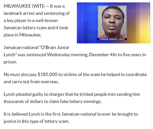 Foreign Lottery Scam