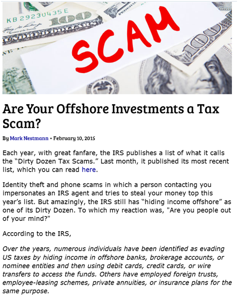 Example of Off shore scam Example of Off shore scam