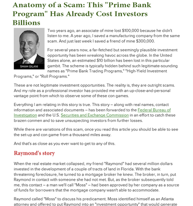 Prime Bank Scam cost investors biliions Prime Bank Scam cost investors biliions