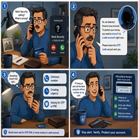 Bank Impersonation Call Scam Cartoon