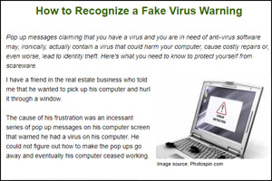 Recognize a fake virus warning