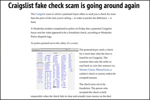 Craigslist fake check scam