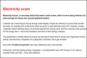 Electricity scam
