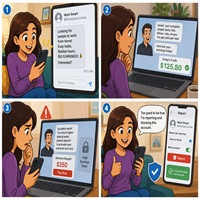 Fake Job Task Scam Cartoon