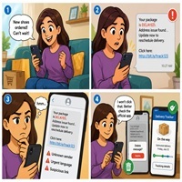 Fake Package Delivery Scam Cartoon