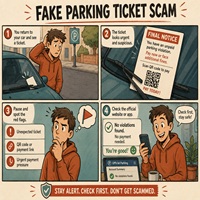Fake Parking Ticket Scam Cartoon