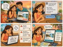 Fake Vacation Rental Scam Cartoon