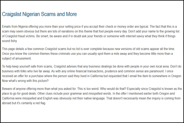 Craigslist Scam | Apartment rental scams | Ticket scams