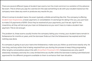 Types of student loan scam