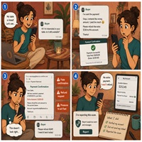 Online Marketplace Overpayment Scam Cartoon
