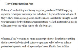 Charge for reading fees