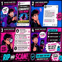 Social Media Giveaway Scam Cartoon