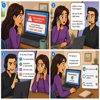 Tech Support Pop-up Scam Cartoon