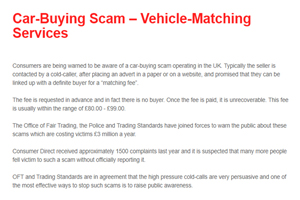 vechicle matching scam buyers